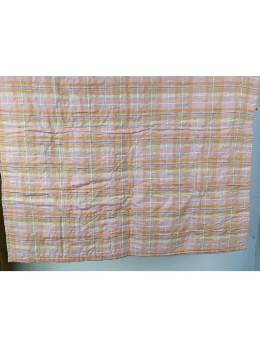 Baby Quilt Handmade Patchwork Plaid 35” x 35